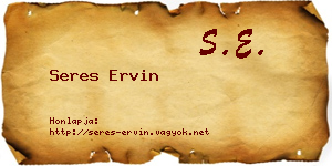 Seres Ervin névjegykártya